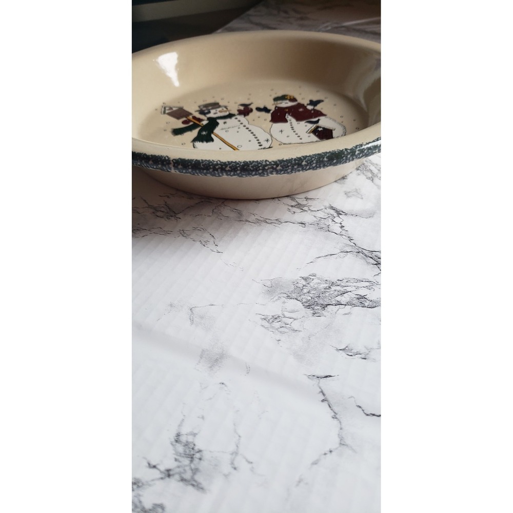Discontinued‎ Vintage Home & Garden Party Snowman Stoneware Pie Dish